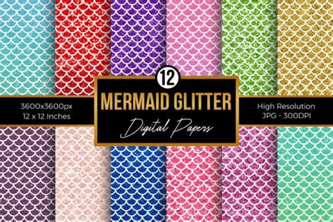 Mermaid Glitter Digital Papers Pack Graphic By Creative Store