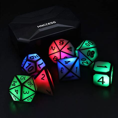 Light Up Dice Glowing Dnd Dice 7 Pcs Led Electronic Dice With Charging