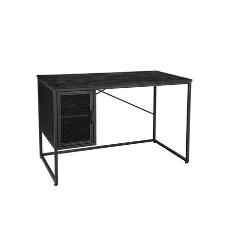 Industrial Style Desk With Cabinet Black The Urban Mill
