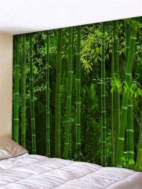 Bamboo Forest Print Tapestry Wall Art Decor Medium Forest Green W59