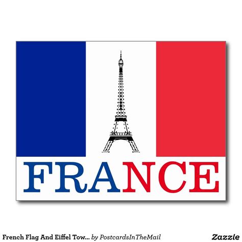 French Flag And Eiffel Tower France Postcard … | Pinteres…