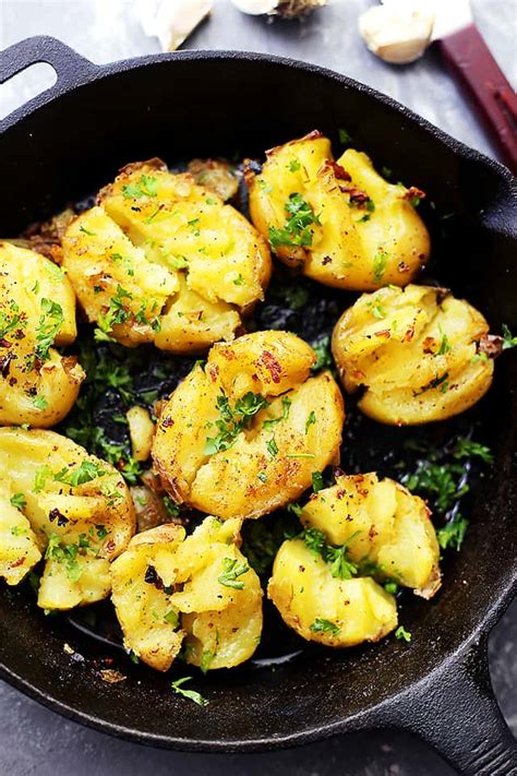 Chop red potatoes into quarter 's. Garlic Butter and Soy Sauce Smashed Potatoes Recipe ...