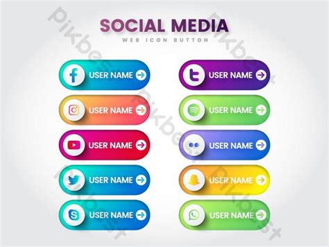 Social Media Icon Web Button Vector Graphic Element Png Images Ai