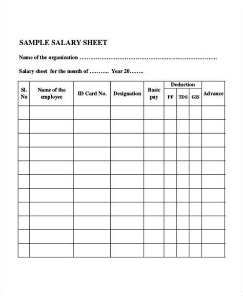 Salary Schedule Template