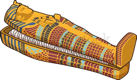 Half Open Egyptian Sarcophagus Cartoon Vector Clipart Friendlystock