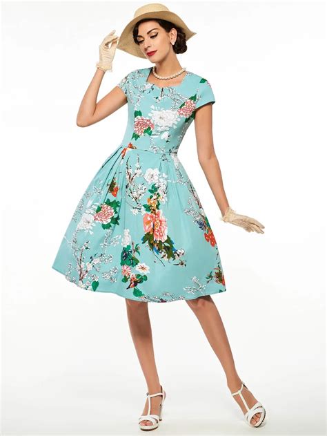 Buy Sisjuly Women Vintage Dress Summer Floral Print