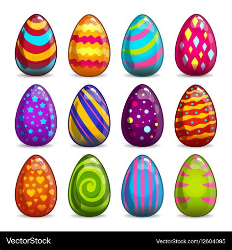 Big Set With Cartoon Easter Eggs Royalty Free Vector Image