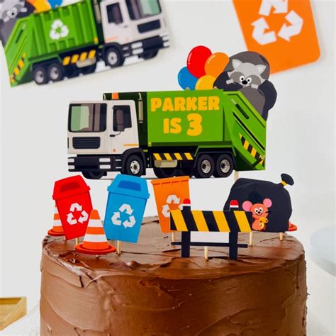 Garbage Truck Birthday Cake Topper Trash Bash Cake Topper Party