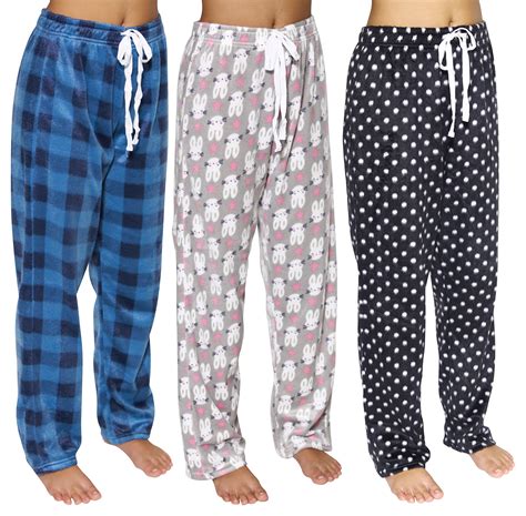 real essentials 3 pack women s ultra soft fleece comfy stretch pajama lounge pants elegant