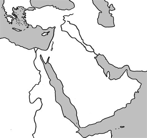 Physical Outline Map Of The Middle East Map Middle East Outline