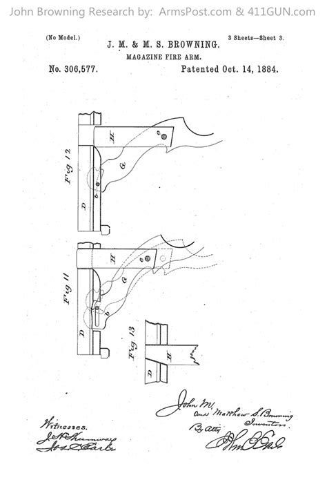 John Browning Winchester Model 1886 Patent Drawing 3