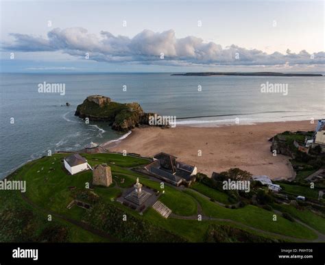 Aerial View Of Beach And Coastal Town At Dawn Hi Res Stock Photography