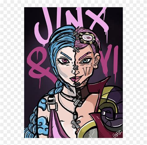 Jinx And Vi Print 11″ X 14″ Vi X Jinx Hd Png Download 980x745
