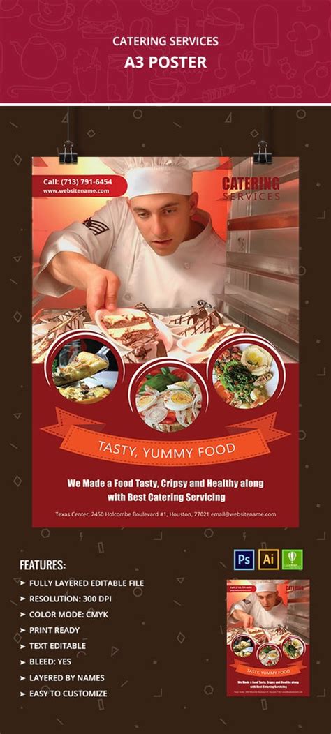 catering services poster mockup  premium templates