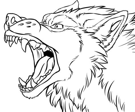 Snarling Wolf Lineart By Feroxaurus On Deviantart Wolf Drawing Wolf