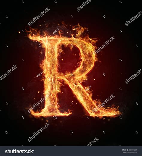 Burning Fire Letter Isolated On Black Background Stock Photo 243097834