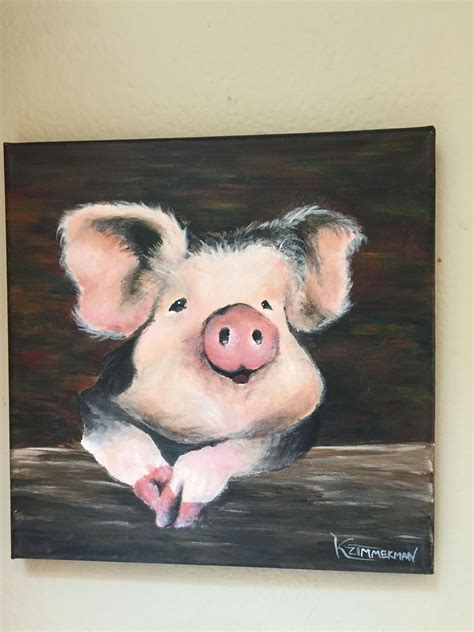 Cute Pig Painting In Acrylics Pig Farm Paintings Animal Paintings