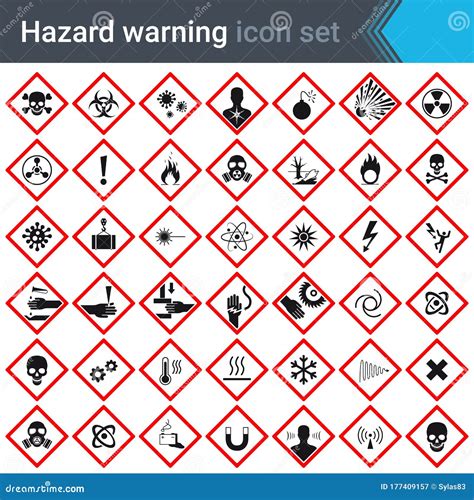 Hazard Warning Signs Set Of Signs Warning About Danger 42 High