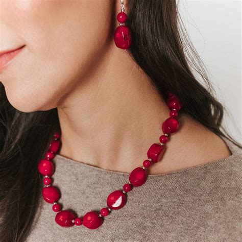 Red Coral Single Strand Chunky Necklace
