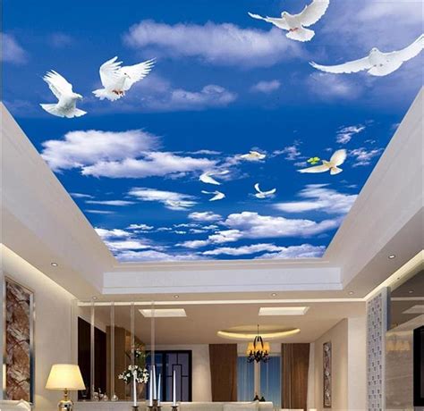3d Wallpaper Photo Wallpaper Ceiling Room Custom Mural Blue Sky White