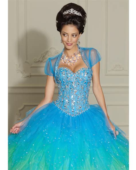 Gradient Turquoise Ball Gown Strapless Sweetheart Lace Up Floor Length