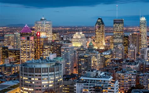 Montreal Quebec Canada City Buildings Night Lights Wallpaper