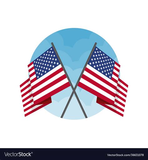 two crossed american flag royalty free vector image