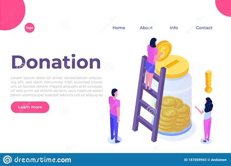 Isometric Concept Of Crowdfunding Or Donation With Character Stock