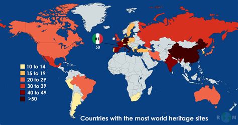 Map Of The Countries With The Most Unesco World Heritage Sites R