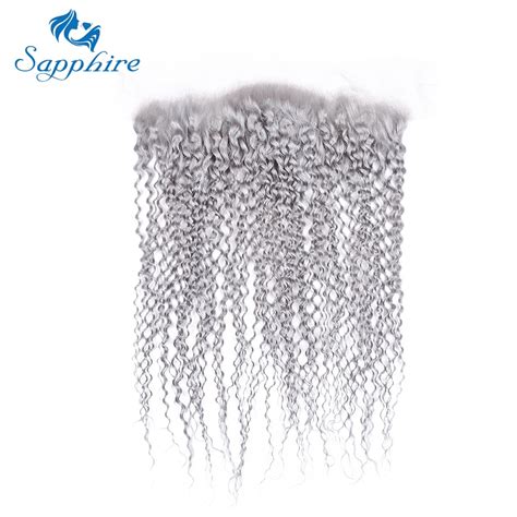 Sapphire Brazilian Gray Color Kinky Curly Human Hair Lace Closure Remy