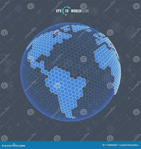 3d Vector World Globe Hexagon Stock Vector Illustration Of Hexagone