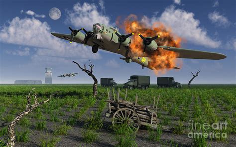 A Damaged B 17 Flying Fortress Digital Art By Mark Stevenson