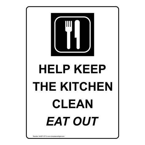 Portrait Help Keep The Kitchen Clean Sign With Symbol Nhep 15713