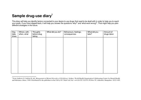 15 Drug Use Worksheet