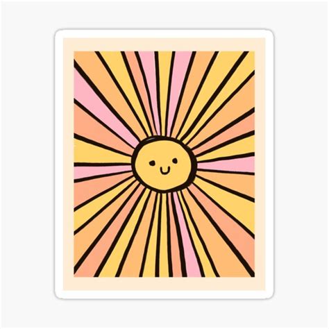 Sun Cute Face Retro 70s Boho Sticker For Sale By Trajeado14 Redbubble