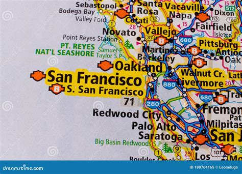 San Francisco Stadt Der Usa Reisen Karte Stockbild Bild Von