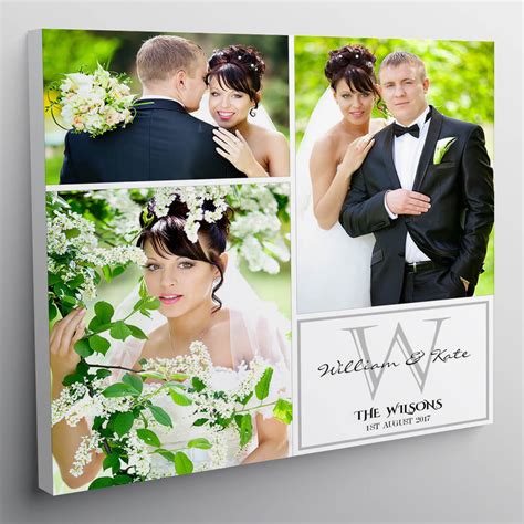 From 20x30 to 75x100 cm high quality 375 g/m² canvas Personalised 12x12" Wedding 'Initial' Photo Collage Canvas - LoveGifts.com