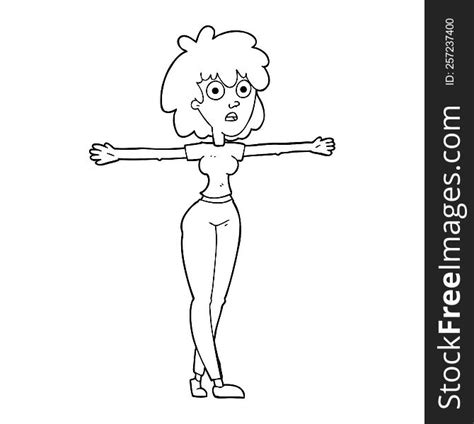 Black And White Cartoon Woman Spreading Arms Free Stock Images And Photos 257237400