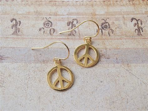 Peace Sign Earrings T For Her 14k Gold Filled Earrings Etsy In