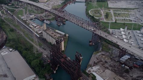 48k Stock Footage Aerial Video Tilt To Reveal The Chicago Skyway And