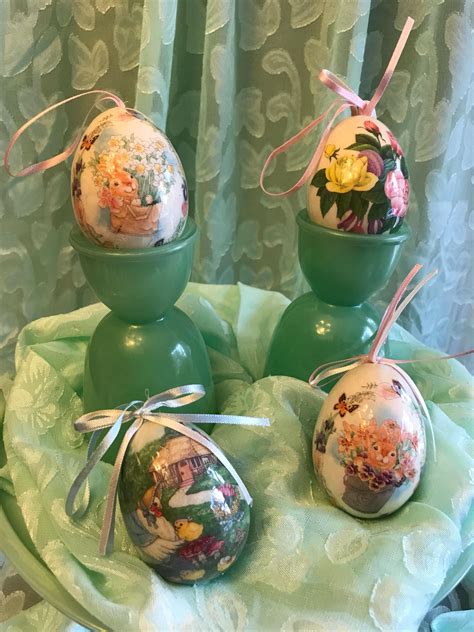 Vintage Easter Egg Ornaments Set Of Easter Eggs Paper Mache Ornaments