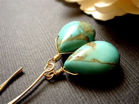 Imitation Turquoise K Gold Filled Earrings On Luulla