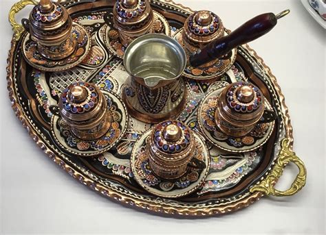 TURKISH COFFEE SET FOR SIX ERZINCAN STYLE Grandbazaarshopping Com