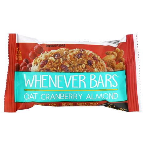 Pamelas Products Whenever Oat Bars Cranberry Almond 5 Bars 141 Oz