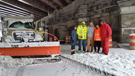 Snow Removal Crew Under Manhattan Bridge New York City Department Of