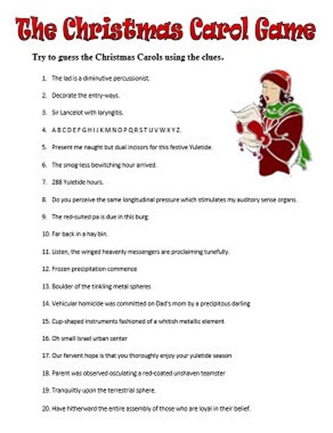 Guess The Christmas Carol Printable Pdf Game Instant Download Etsy Uk