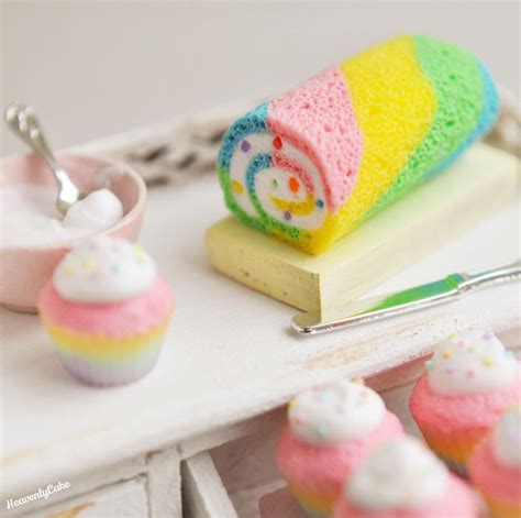 Heavenlycake Miniatures On Instagram Rainbow Roll Cake🌈 レインボーロールケーキ🌈