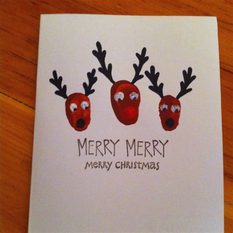 Thumbprint Reindeer Christmas Card Cards Handmade Christmas Crafts
