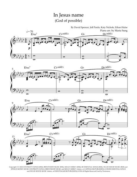 In Jesus Name God Of Possible Arr Maria Sung Music Sheet Music