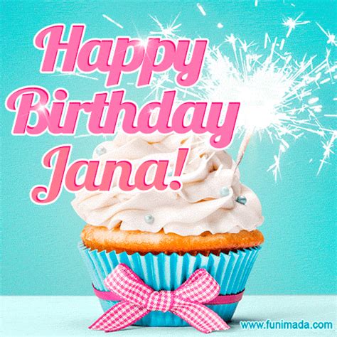 Happy Birthday Jana Elegang Sparkling Cupcake  Image